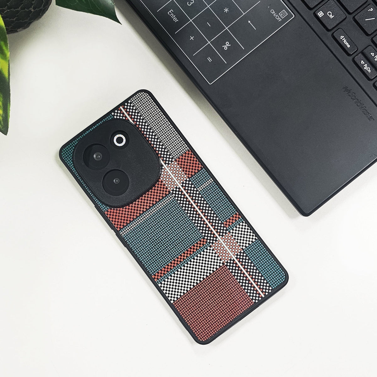 Vivo T3 Pro 5G Luxury Grid Pattern Glass Back Shockproof Case