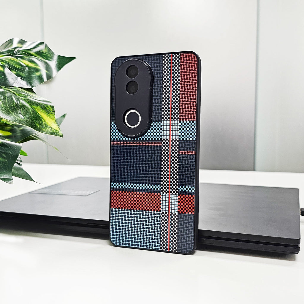 Vivo V50 5G Luxury Grid Pattern Glass Back Shockproof Cover