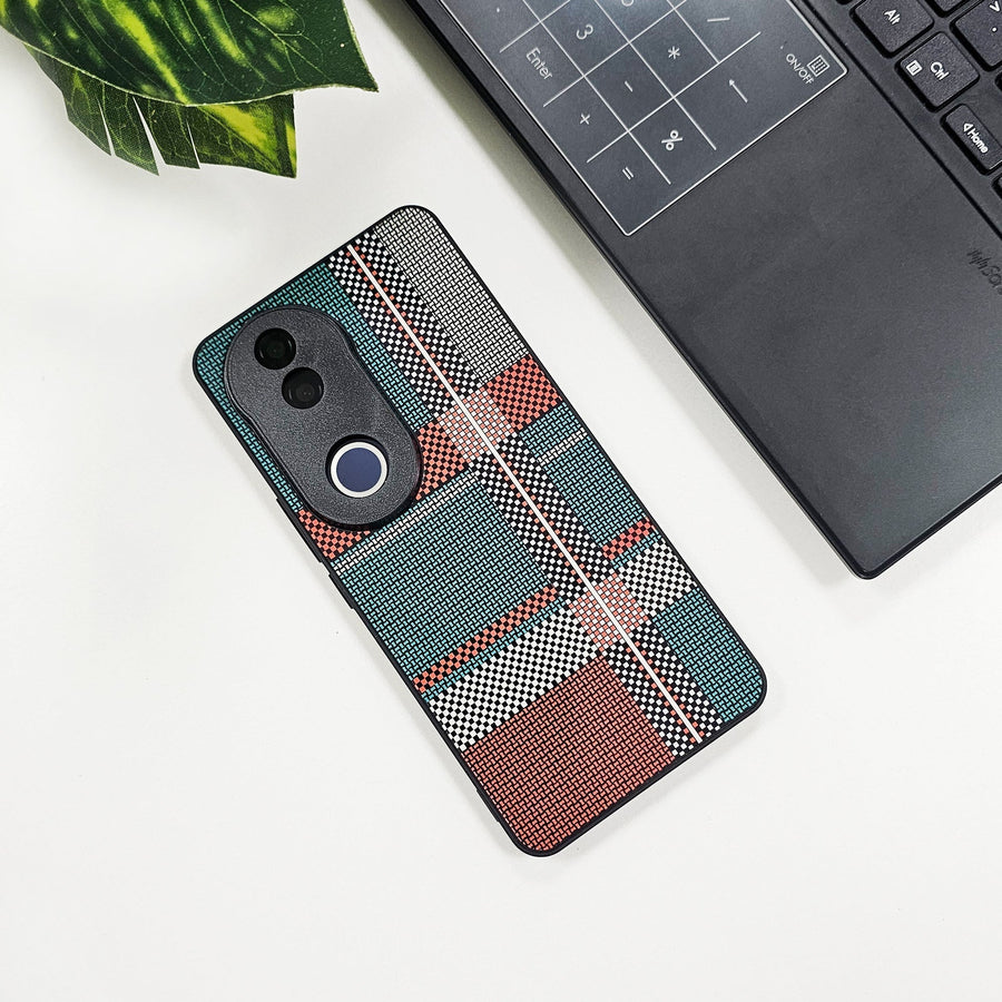 Vivo V50 5G Luxury Grid Pattern Glass Back Shockproof Case (Buy 1 Get 1 Surprise Cover)