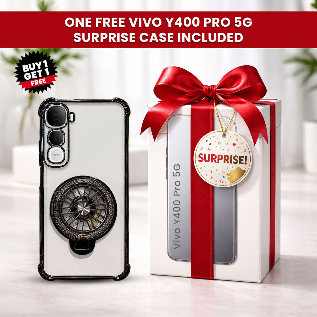 Vivo Y400 Pro 5G Premium Stress Buster Wheel Rotating Shockproof Airbags Case (Buy 1 Get 1 Free Surprise Cover)