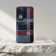Vivo V50 Luxury Grid Pattern Glass Back Shockproof Case