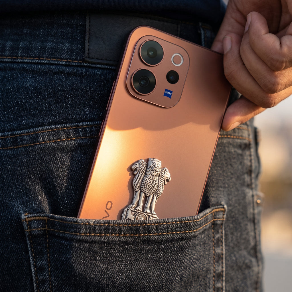 Vivo V70 5G Compatible Satyamev Jayate 3D Metal Emblem Sticker