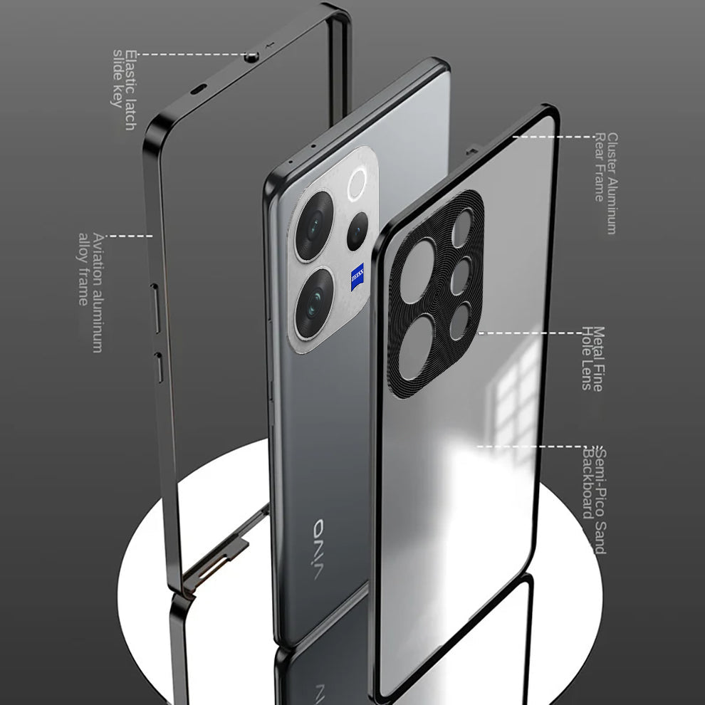 Vivo V70 5G Aluminium Metal Bumper Shield Transparent Back Case